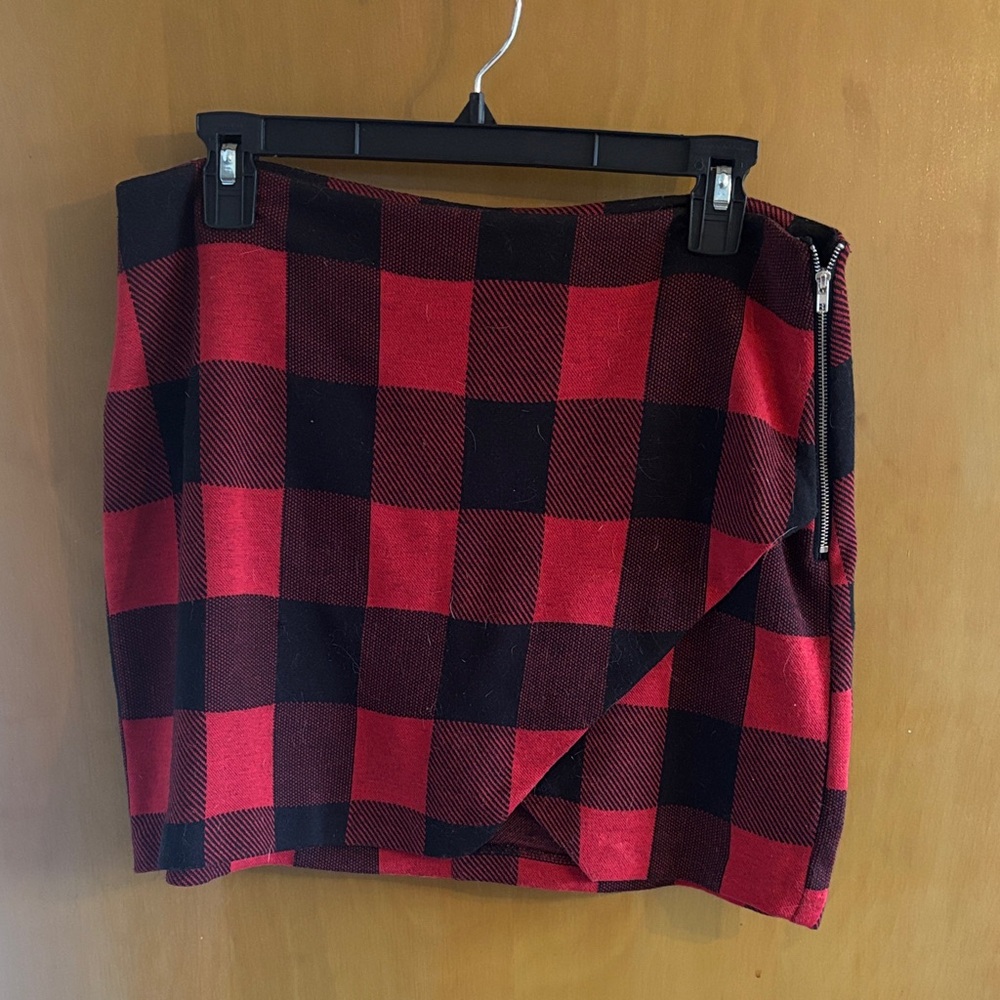 Timing Red and Black Checkered Mini Skirt
